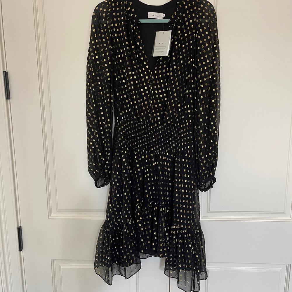 brand new ALC black longsleeve dress with gold designs